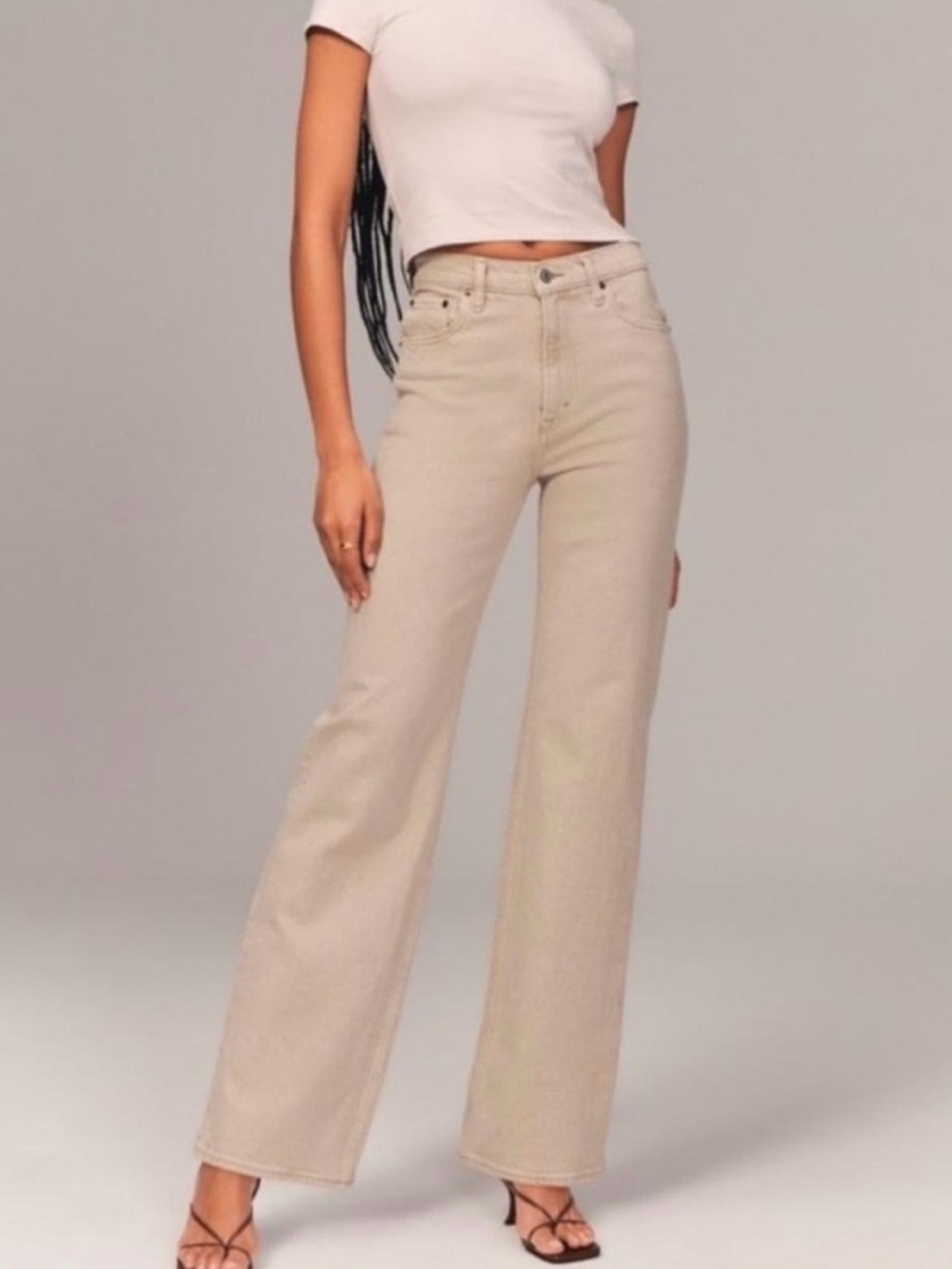 Abercrombie & Fitch Neutral Beige Wide-Leg Jeans size 31 NWT
